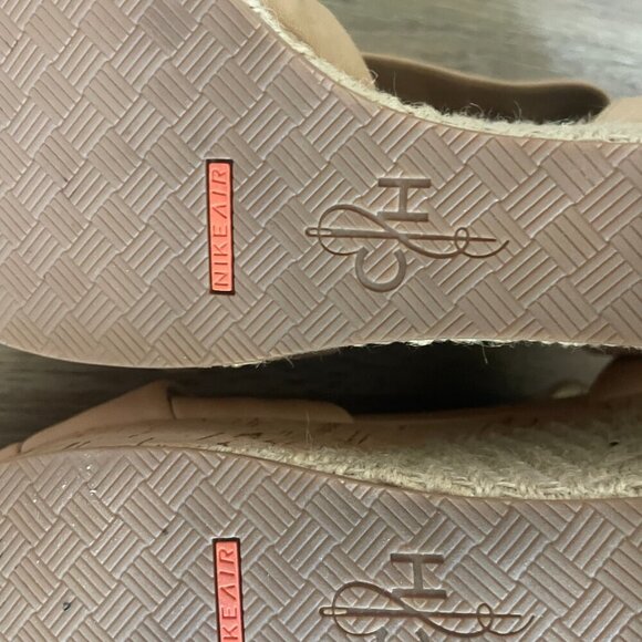 Cole Haan Air BEIGE Leather Strappy Wedge Sandal Cork Espadrille Platform 10B! - Picture 7 of 8